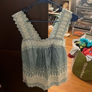 Light blue with lace tank top